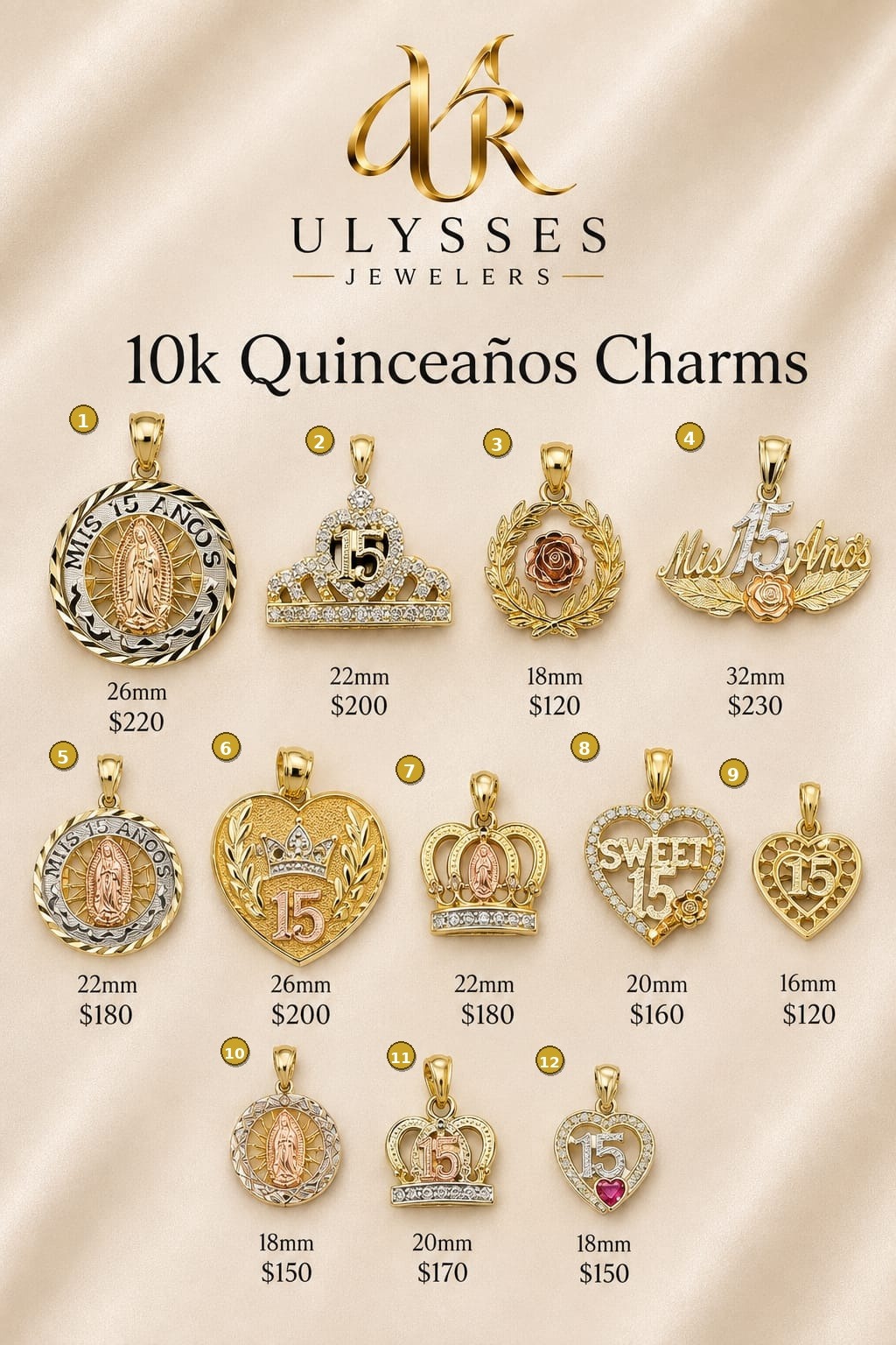 10K Quinceañera Charms