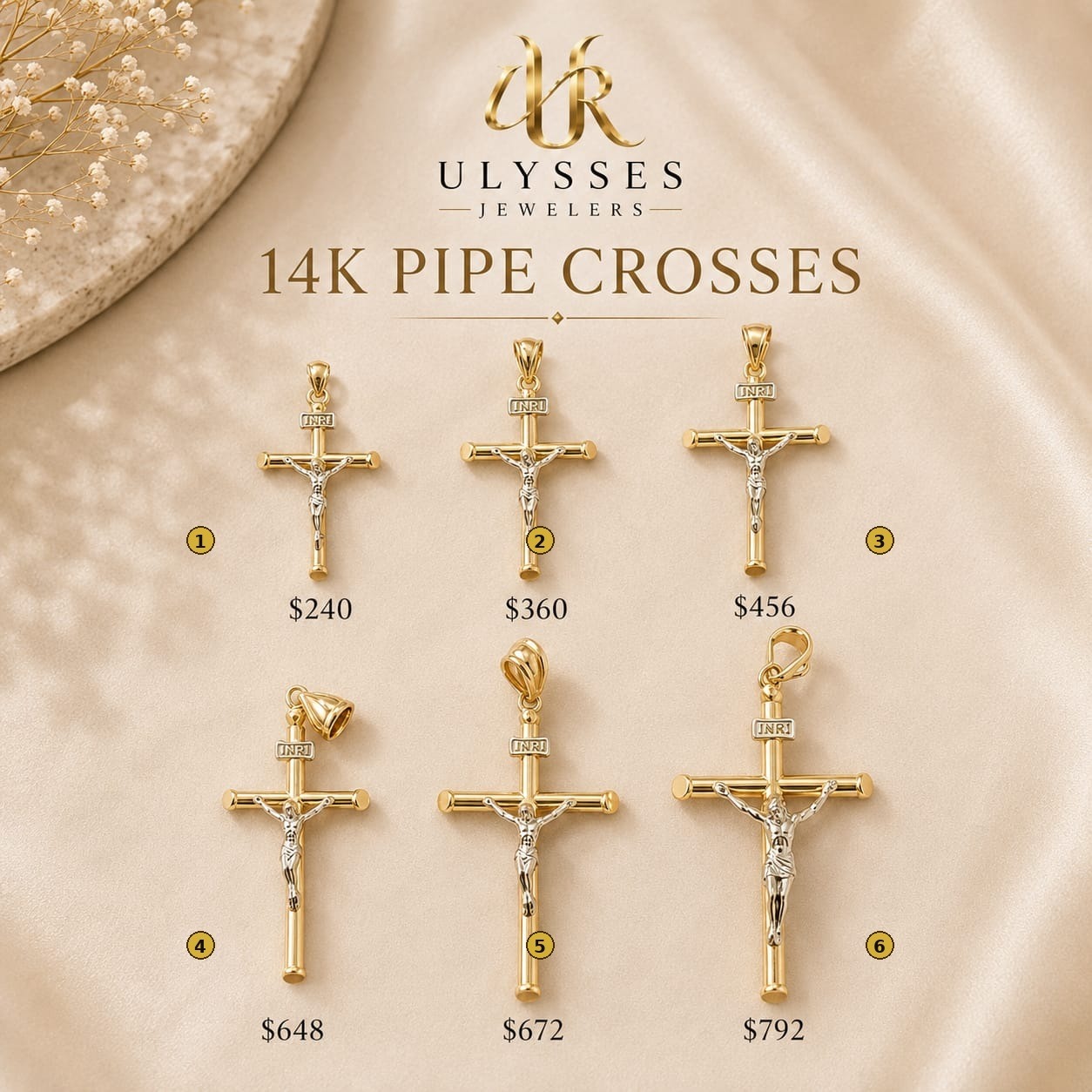 14K Pipe Crosses