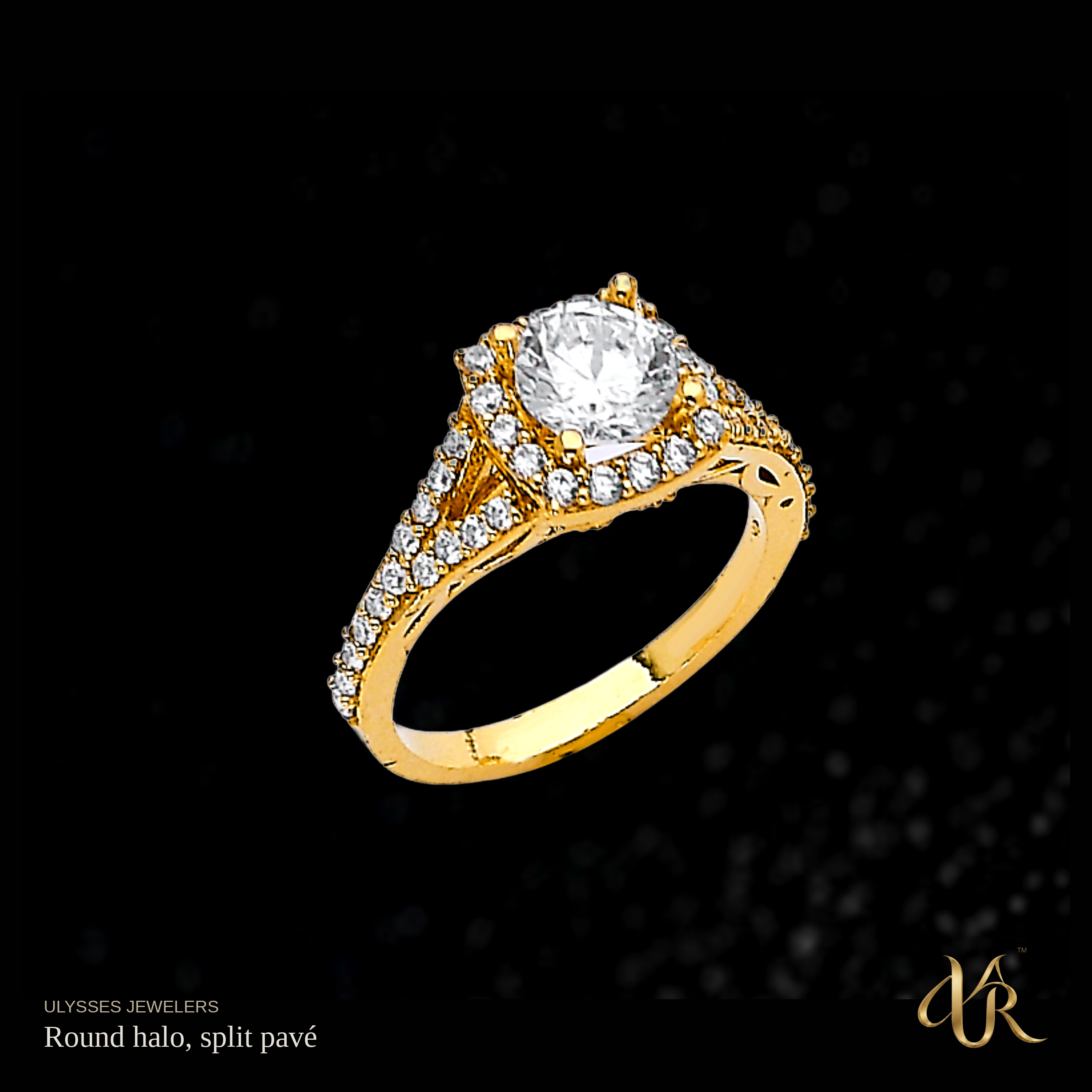 Round halo, split pavé