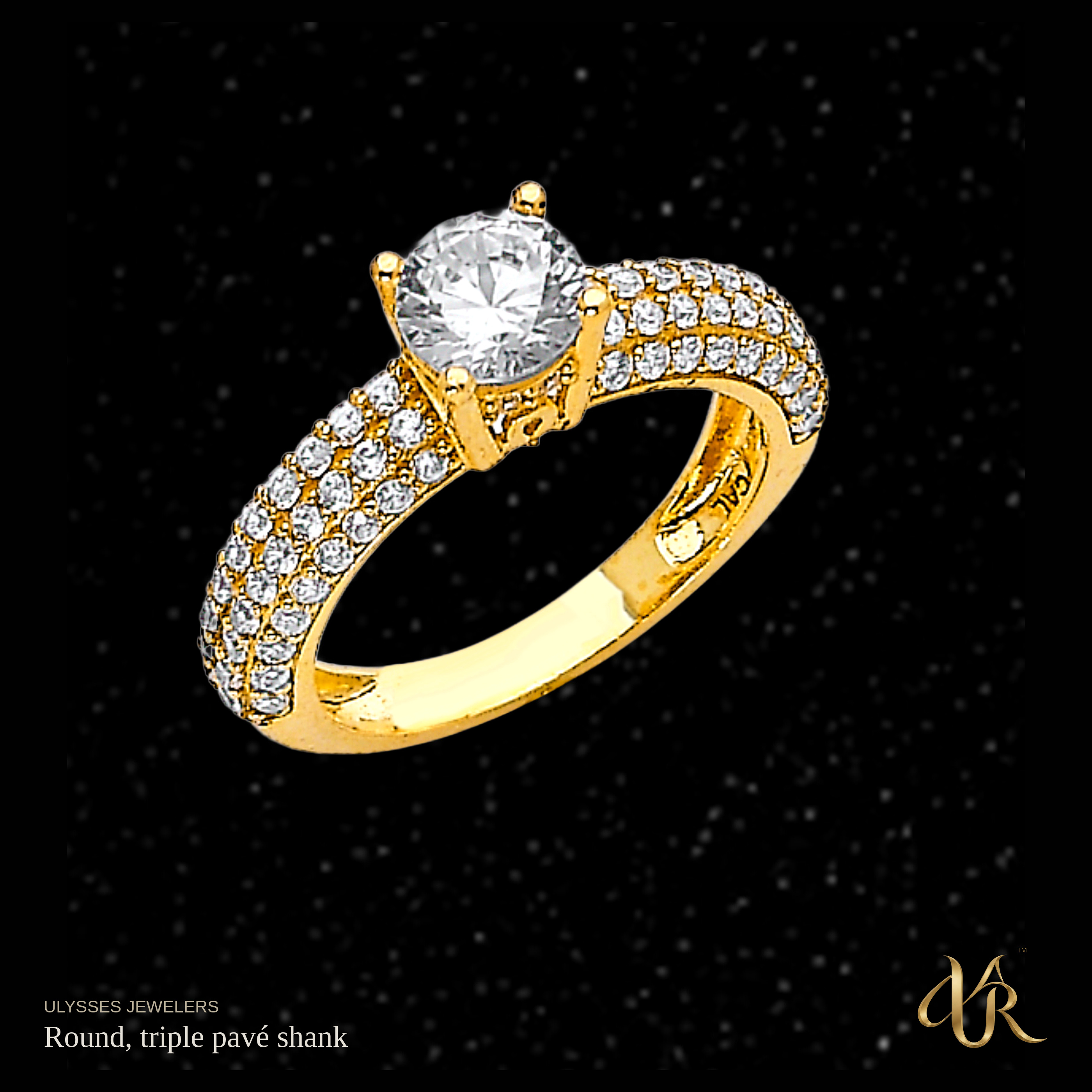 Round, triple pavé shank