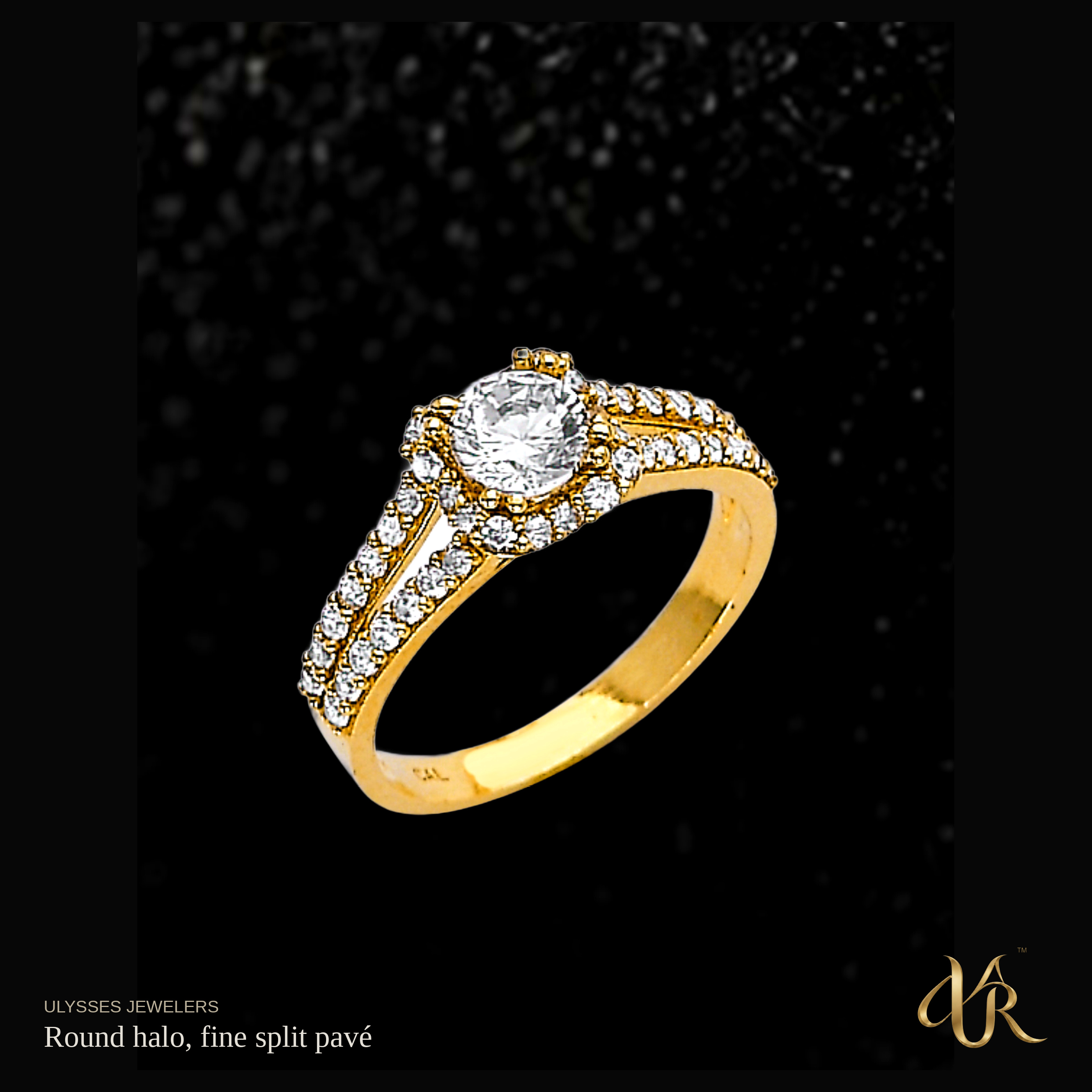 Round halo, fine split pavé