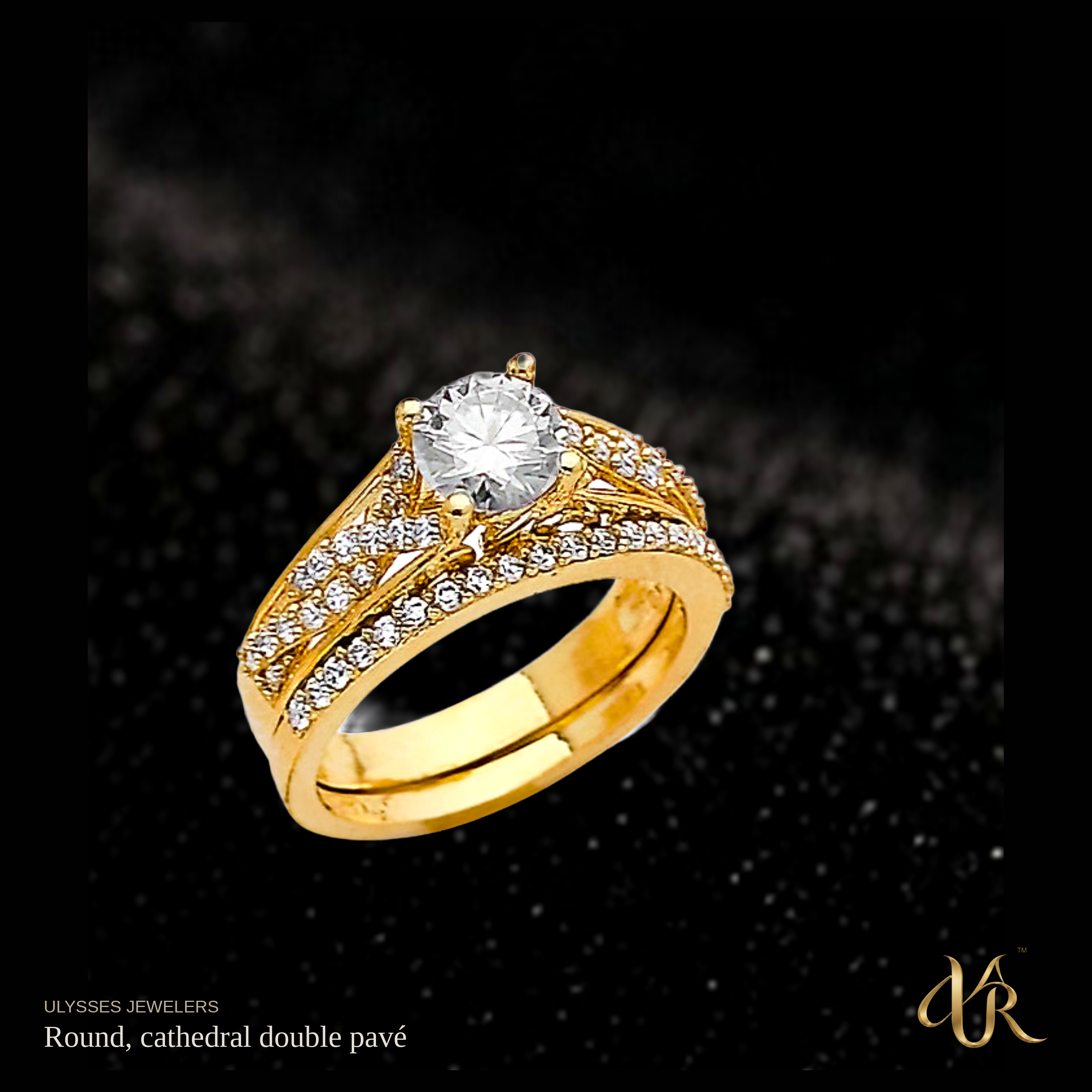 Round, cathedral double pavé