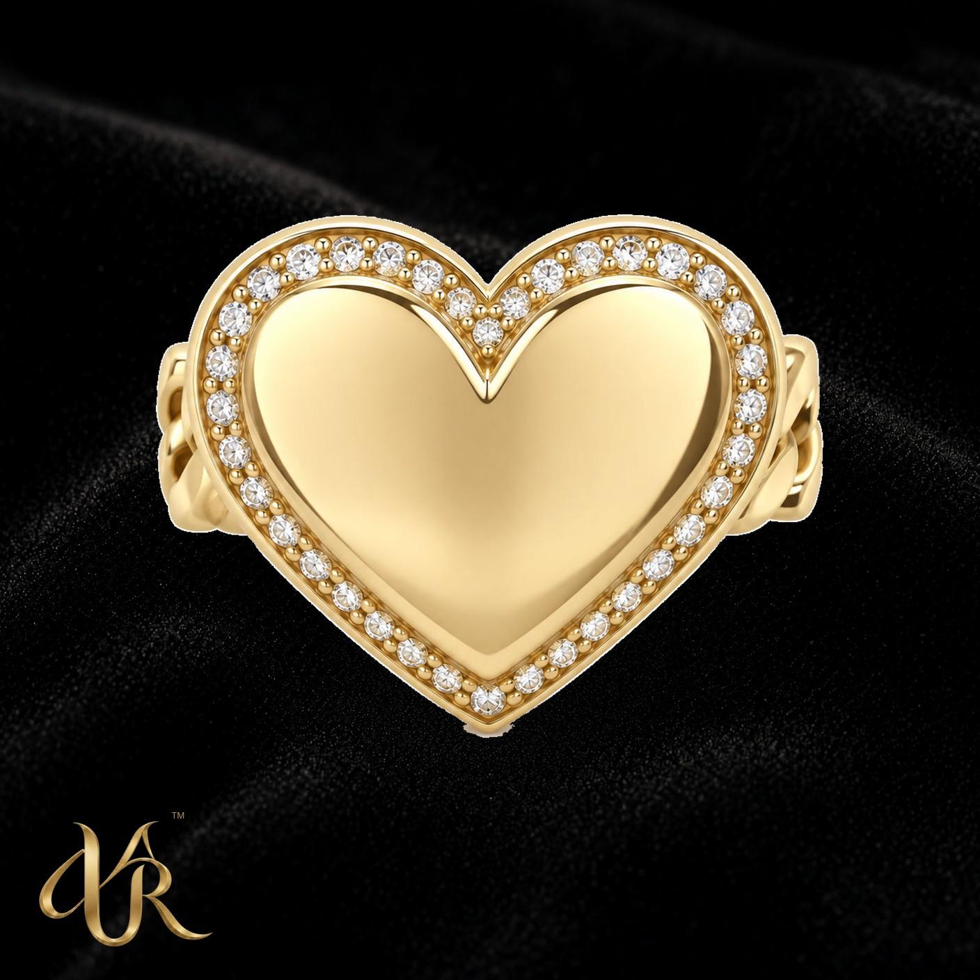 14K Heart outline — Women'S Gold Ring