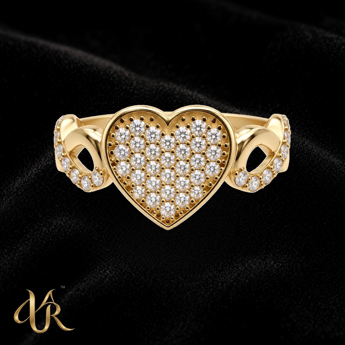 14K Heart, open sides — Women'S Gold Ring