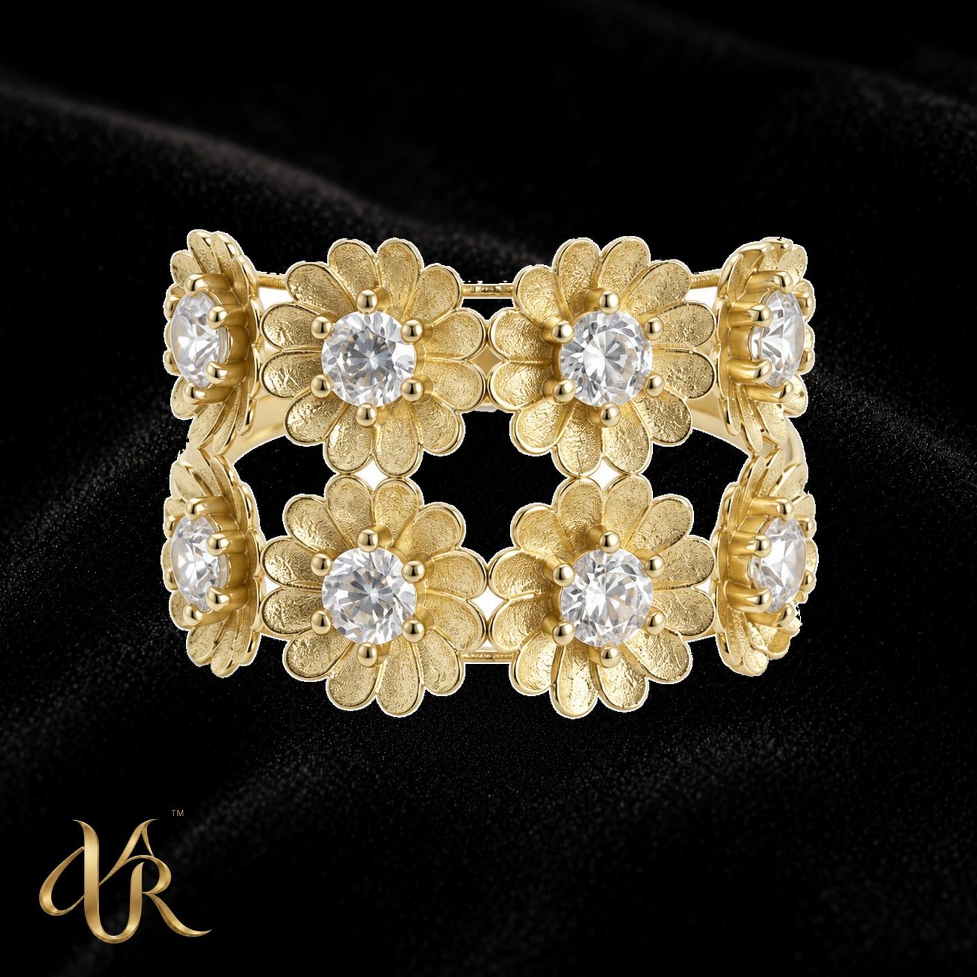14K Daisy cluster — Women'S Gold Ring
