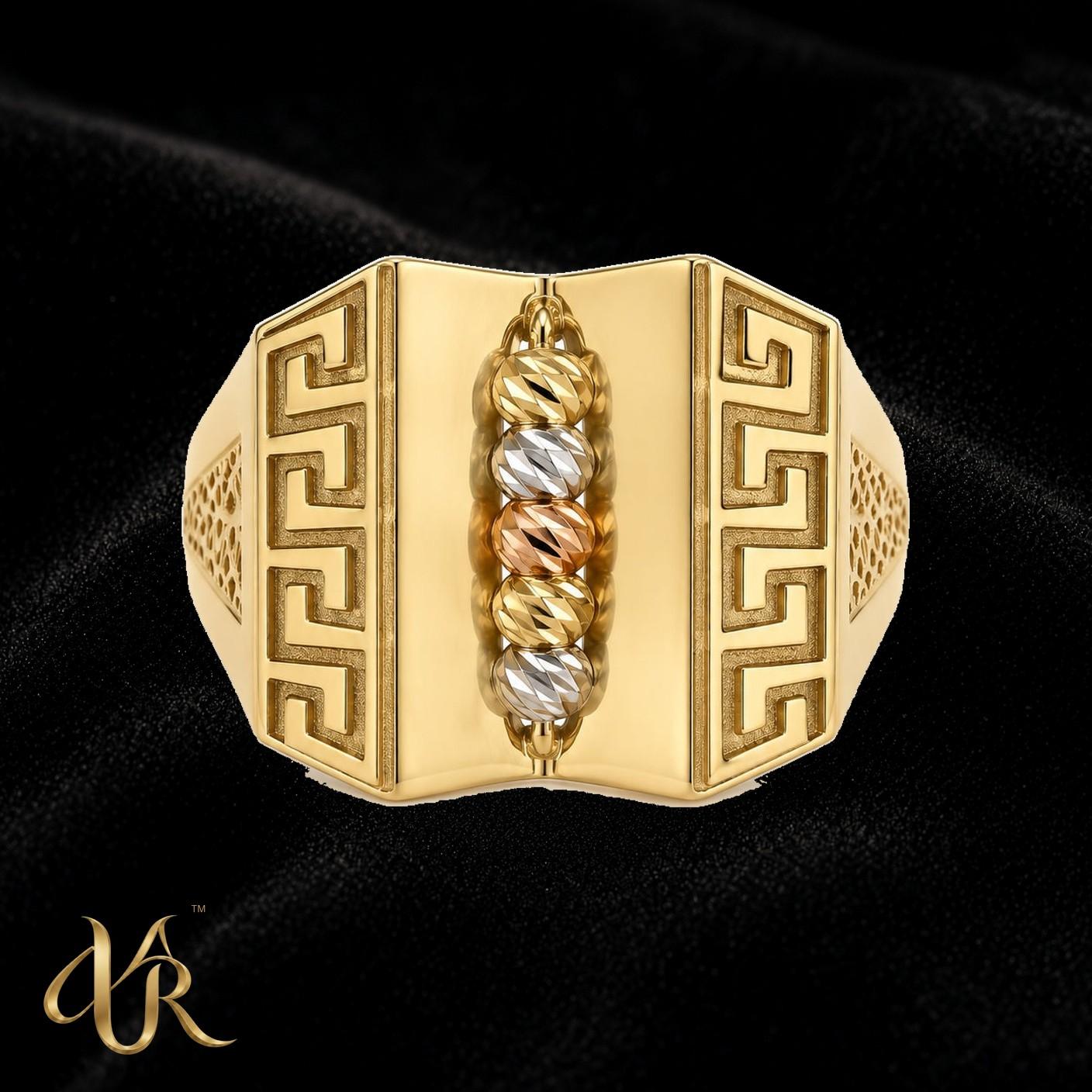 14K Split Greek key — Women'S Gold Ring