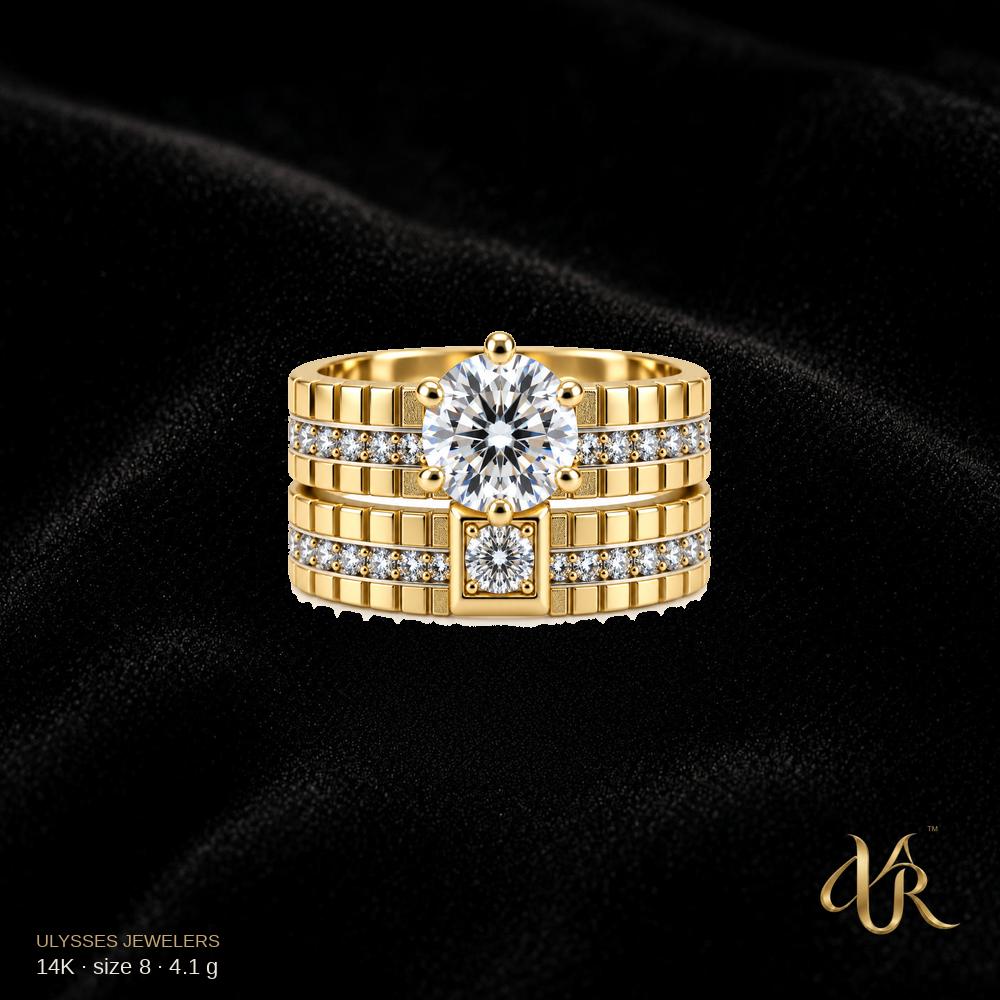 14K Engagement Gold Ring, size 8, 4.1 g