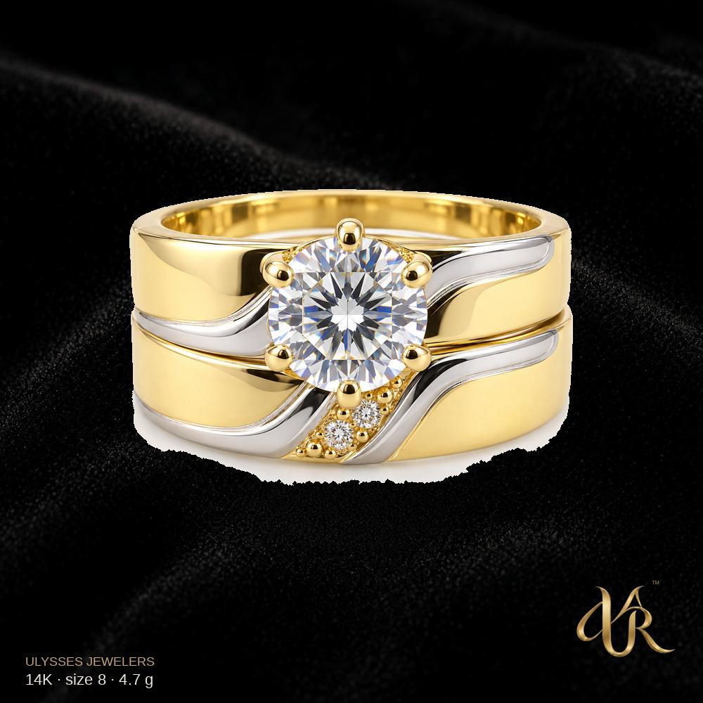 14K Engagement Gold Ring, size 8, 4.7 g