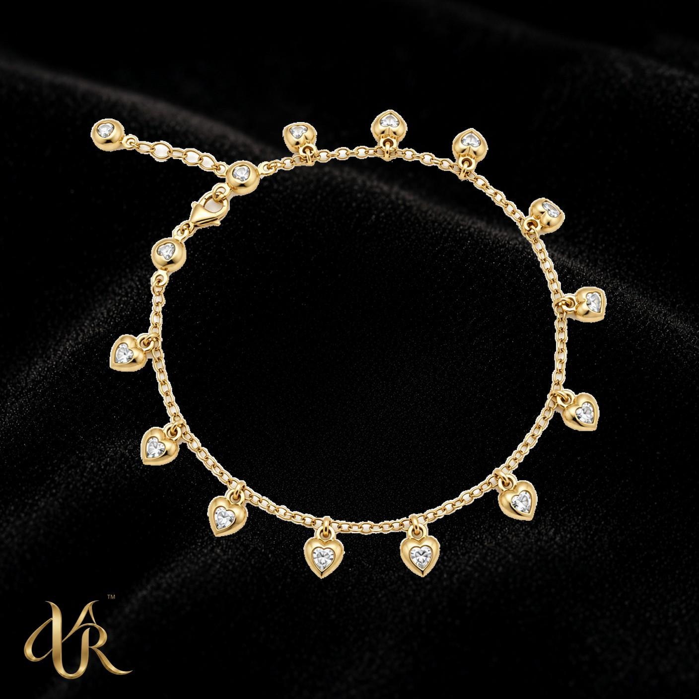 14K Heart drops — Gold Anklet