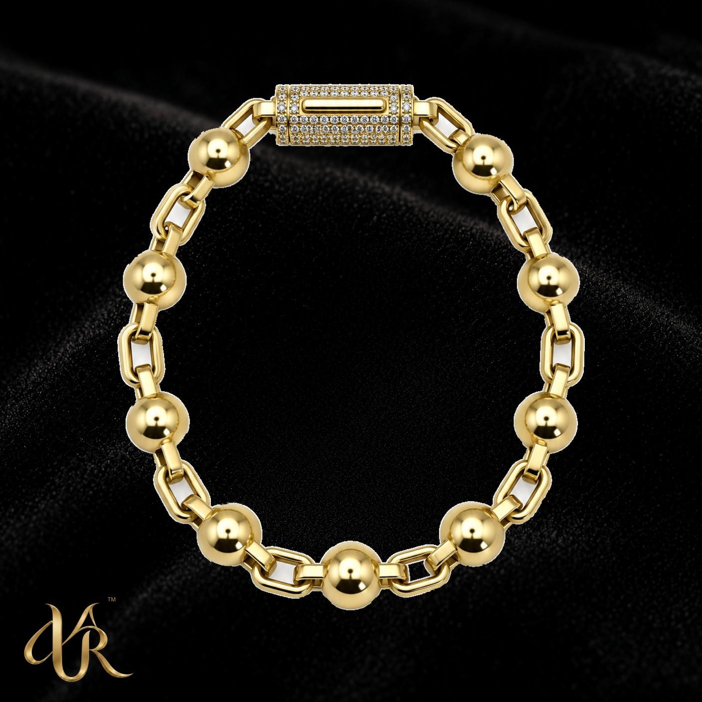 14K Bead Cuban — Gold Bracelet