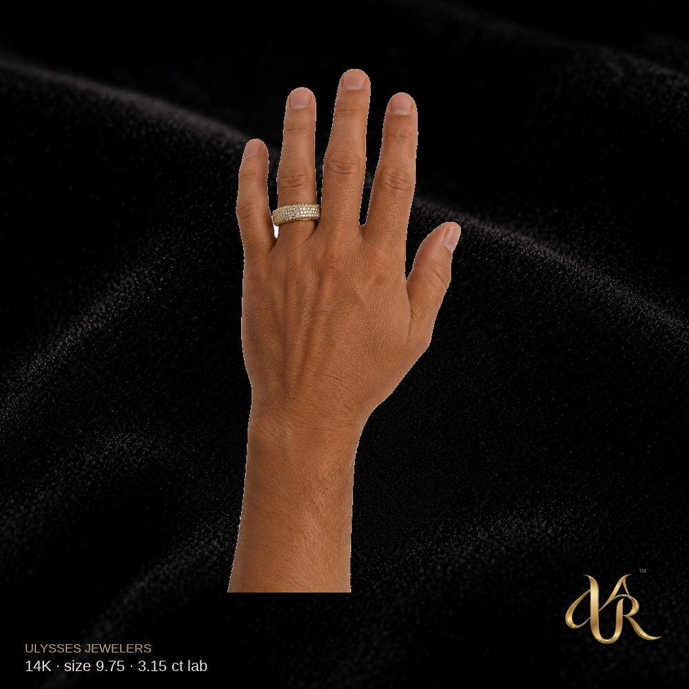14K lab diamond Gold Ring, 3.15 ct, size 9.75