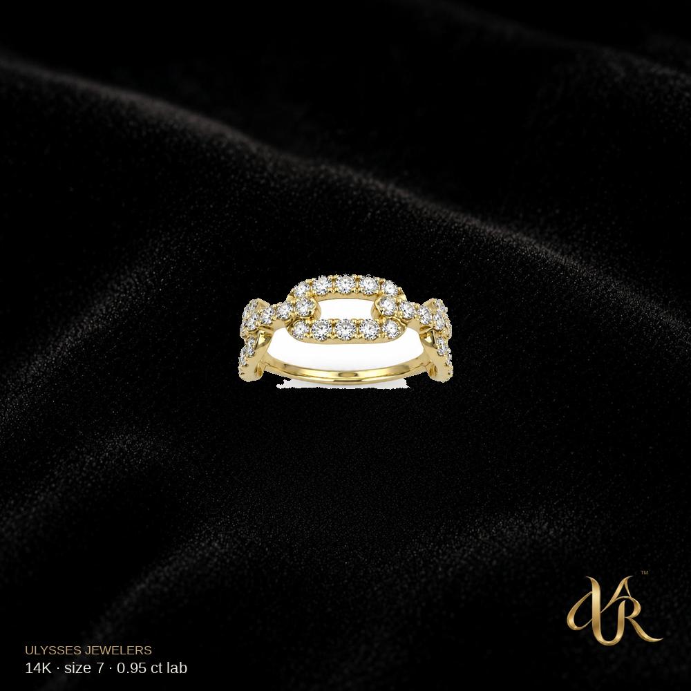 14K lab diamond Gold Ring, 0.95 ct, size 7