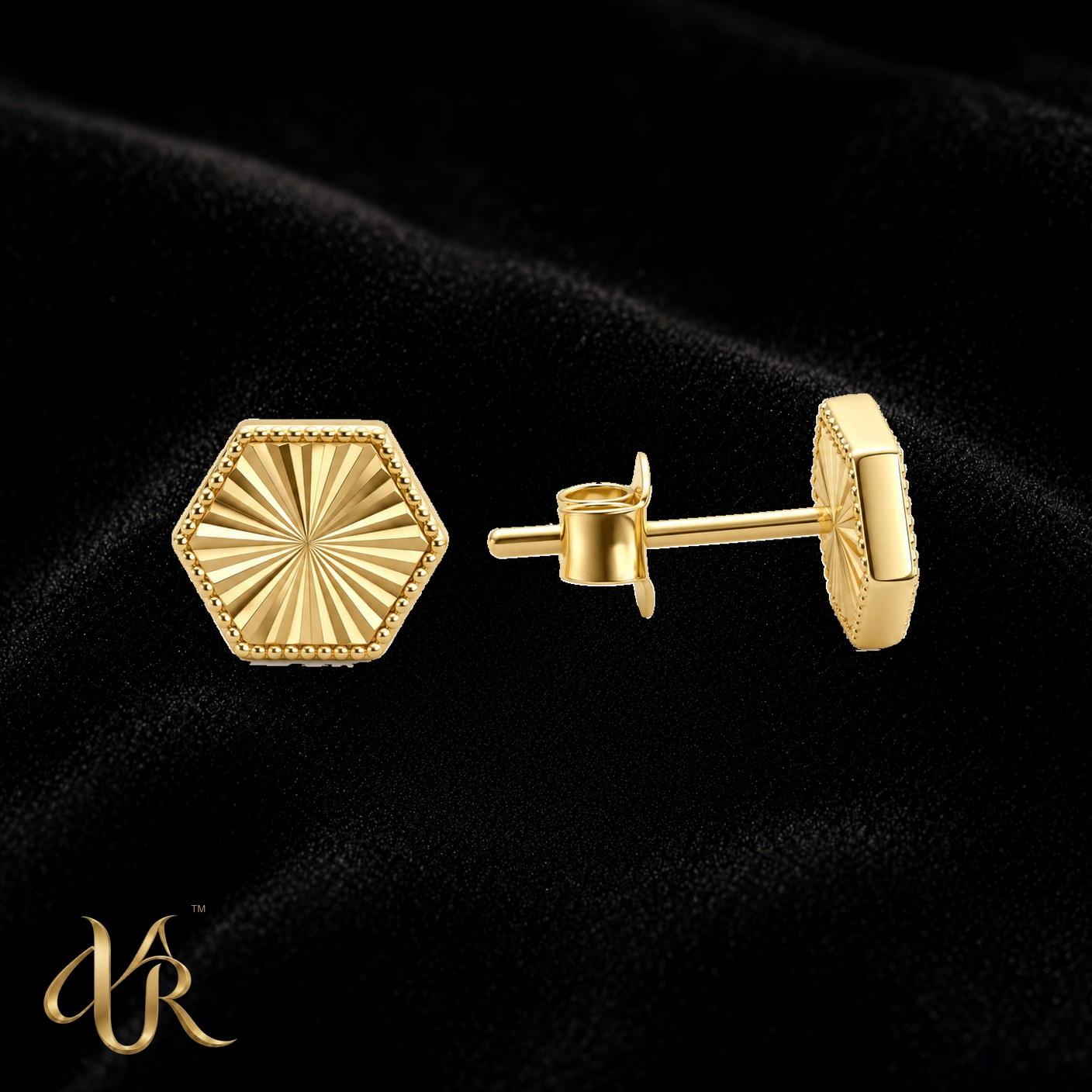 10K Hexagon studs — Gold Earrings