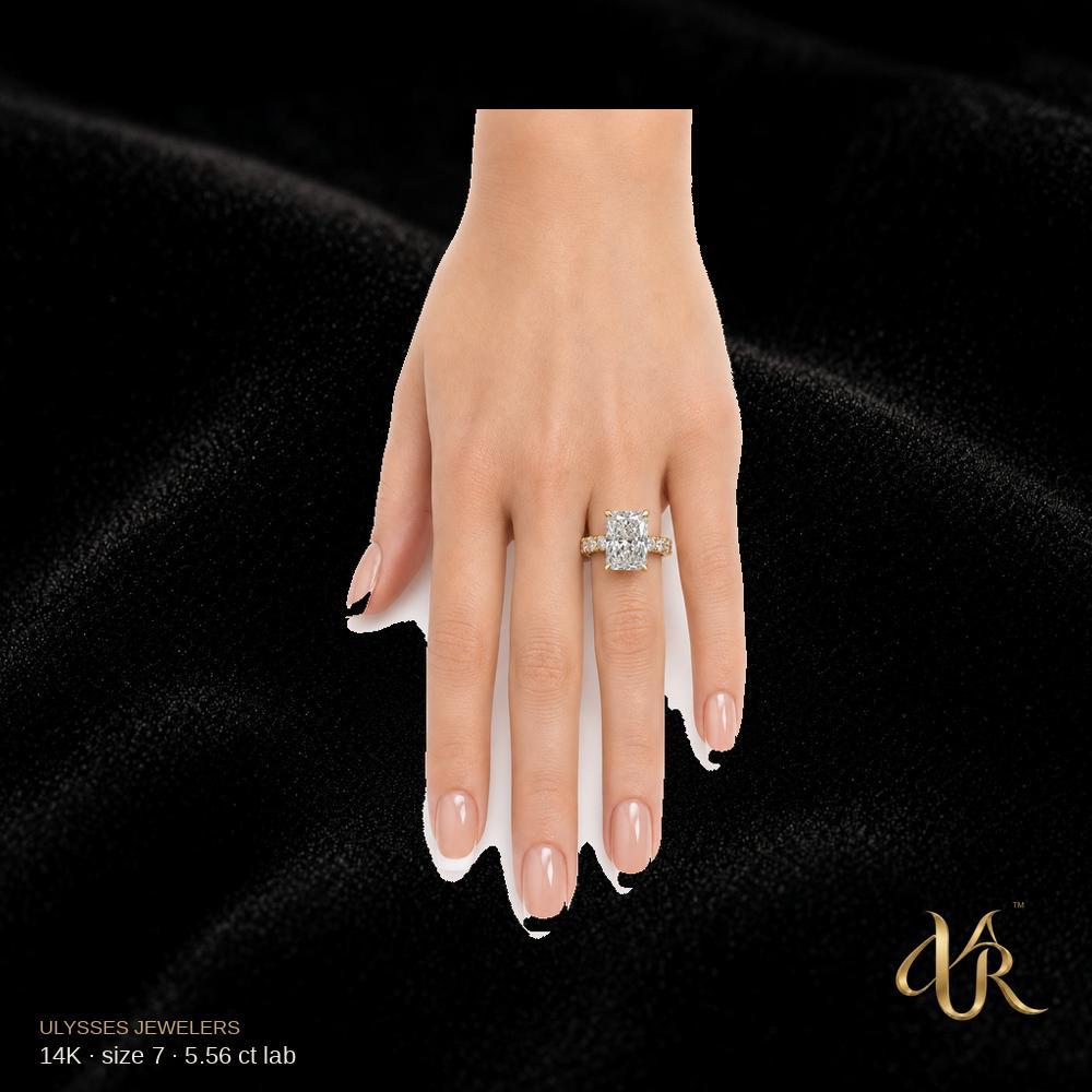 14K lab diamond Gold Ring, 5.56 ct, size 7 A